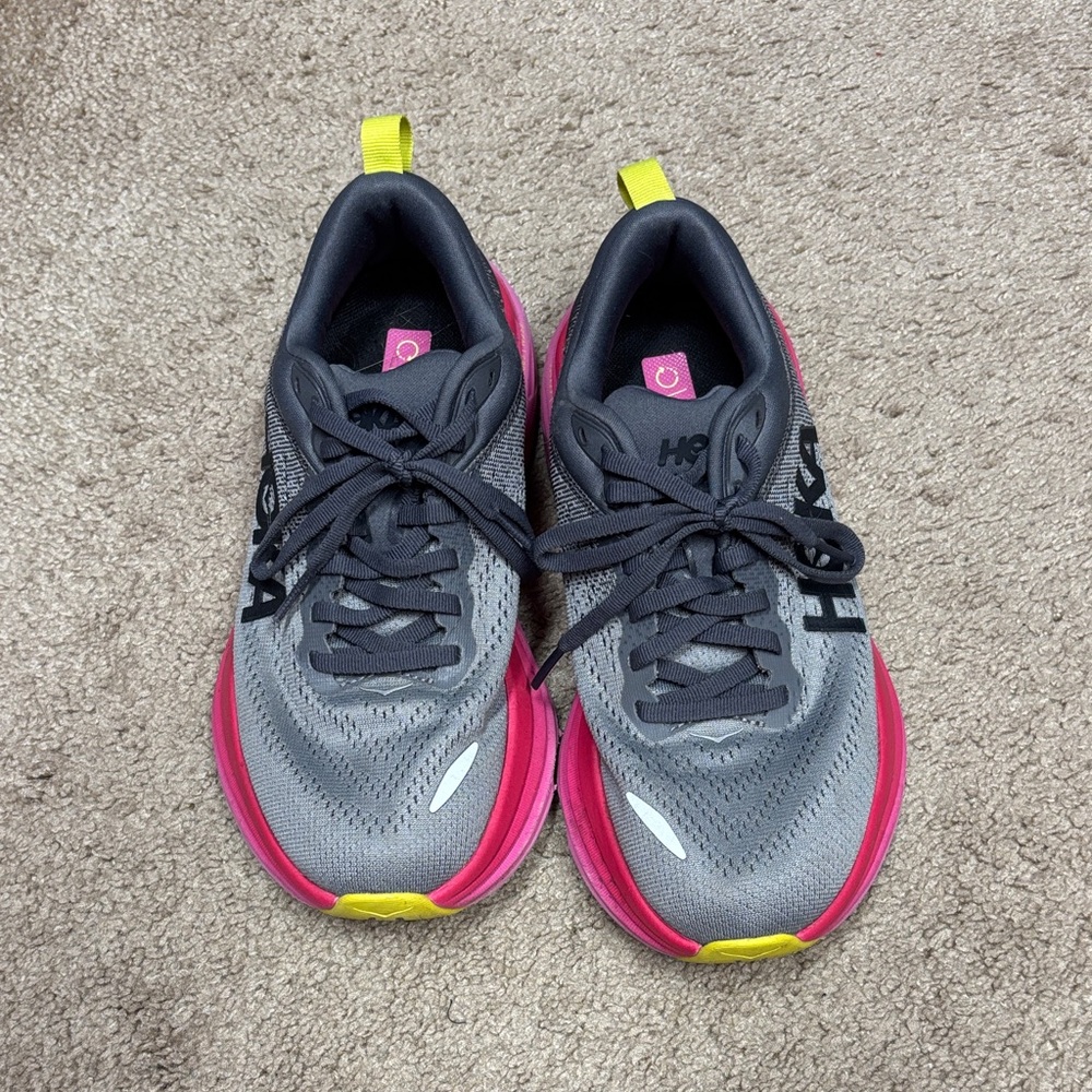 Hoka Women's Gray and Pink Athletic Shoes